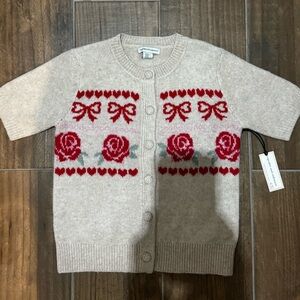 Cupcakes & Cashmere rose baited Sweater with Red Rose Design xS nwt